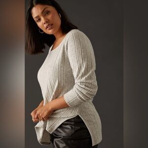 By Anthropologie Ribbed Side-Slit tunic